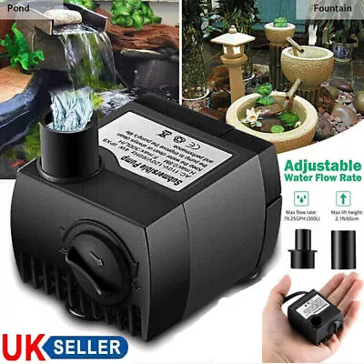 Electric Water Feature Pump Small Fountain For Outdoor Garden Fish Pond UK • £8.99