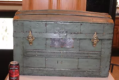 Vtg Antique Old Trunk Travel Steamer Train Ship Storage Treasure Chest Dome Top • $95