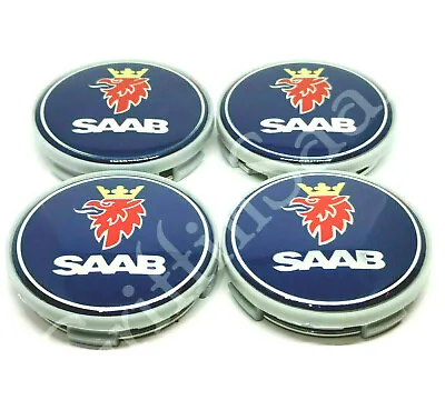 4 X Saab Alloy Wheel Centre Hub Caps Blue Set 62mm 63mm 93 9-3 95 9-5 900 9000 • $45.45