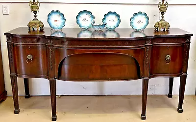 Antique  English Adams Style Mahogany Sideboard W 3 Drawers 6 Legs Bellflowers • $2850