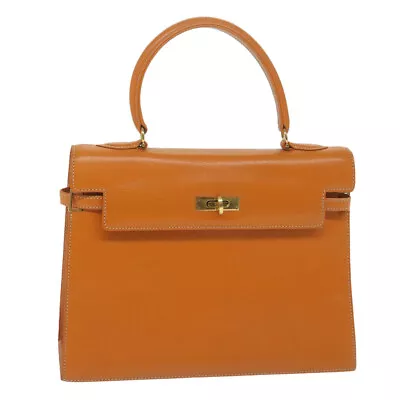 MORABITO Scalar 28 Hand Bag Leather Orange Auth Am5465 • $498
