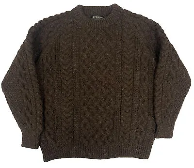 Filson Wool Fisherman's Sweater 20205484 Peat Scottish Irish Cable Hand Knit CC • $299.99