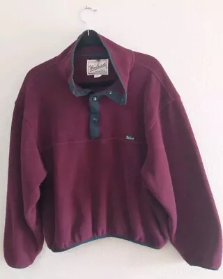 Vintage Woolrich Polartec Snap Fleece Pullover Jacket Made In USA Maroon L Men  • $39.99