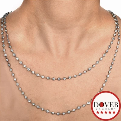$670 • Buy Vintage 19.23ct Platinum Diamond By The Yard 42.5  Long Chain Necklace 25 Gr NR