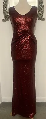 £35.99 • Buy Goddiva Red Sequin Evening Occasion Maxi Long Dress  Ball Prom Party Quiz? 8