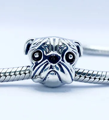 💖 Pug Dog Puppy Charm Bead Family Pet Animal Genuine 925 Sterling Silver 💖 • £16.95