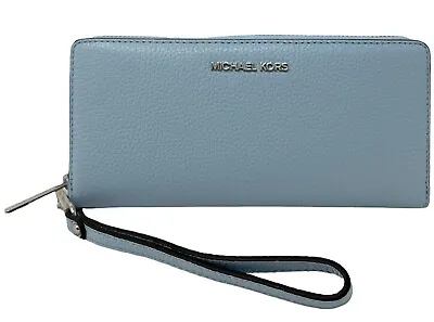 Michael Kors Continental Wallet Wristlet Pale Ocean Blue Leather 35T7STVE7L NWT • $78.99