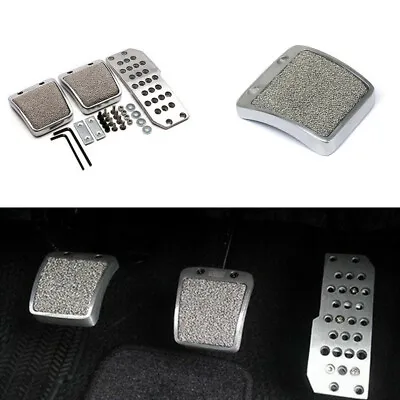 3Pcs Car Manual Brake Clutch Accelerator Foot Pedal Pads Footrest Cover Metal • $28.34