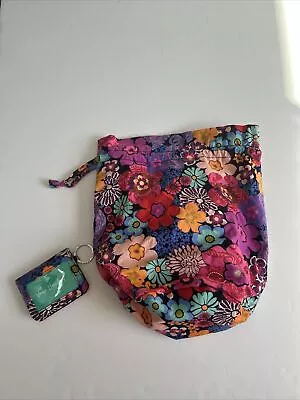 Vera Bradley Wet Dry Ditty Bag Drawstring Pink Floral Beach Pool Gym Boat Wallet • $20