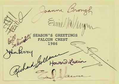 RARE  Falcon Crest  Writers & Produce Signed (X8) 4.25X5.5 Card Mueller COA • £481.88