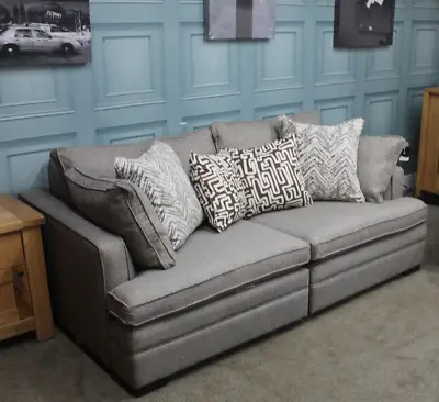 Collins & Hayes Bailey 2 Seater Sofa In Silver Grey Fabric + Contrast Scatters • £999