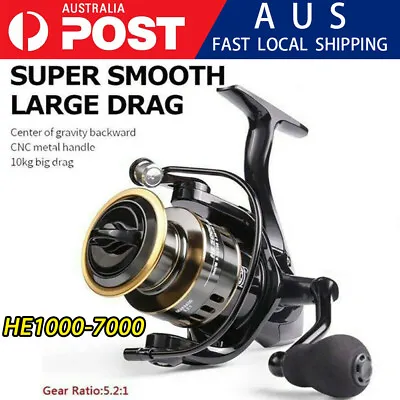 $17.55 • Buy NEW Fishing Reel HE1000-7000 Max Drag 10kg High Speed Metal Spool Spinning Reel