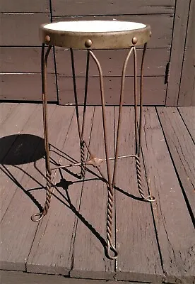 Antique Ice Cream Parlor Tall Stool W Twisted Wire Legs 1900s No 2 • $58.98