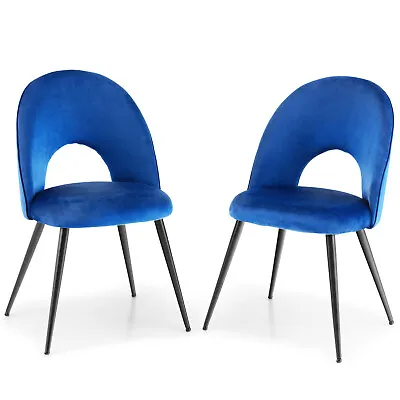 Set Of 2 Dining Chair Velvet Upholstered Side Chair W/Metal Base For Living Room • $89.49