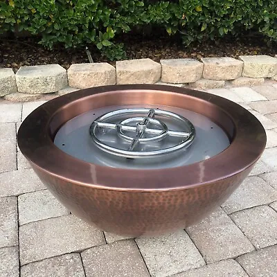 Textured Copper 26  Round Fire Pit Bowl 92000 BTU Patio Outdoor Heater Propane  • $1064.99