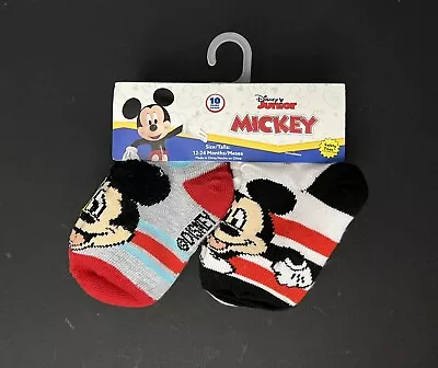 10-Pair Disney Junior MICKEY MOUSE Toddler Boys Size 12-24 Months Ankle Socks • $9.98