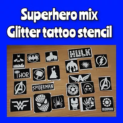 £3.50 • Buy Glitter Tattoo / Face Paint Stencils. Superhero Mix 20+ Children Birthday Party