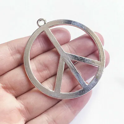 X LARGE PEACE SIGN SYMBOL LOVE HIPPIE Pendant 24  925 Sterling Silver Necklace  • $16.99