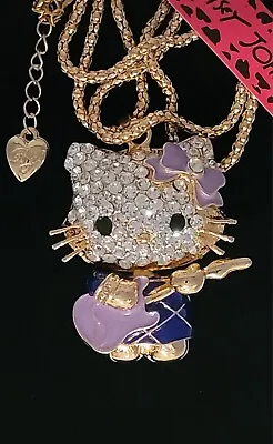3D JOINTED Betsey Johnson Hello Kitty Guitar ROCK STAR PURPLE NECKLACE PENDANT • $24.99