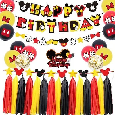 Mickey Mouse Birthday Decoration With Banner And Garland Cake Topper And Ballon • $17.99