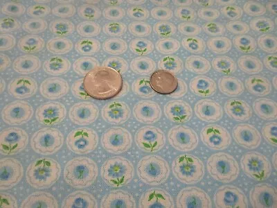 Vintage Feed Sack Cotton Fabric Full Uncut Sack 35 X 38   Turquoise Floral • $22