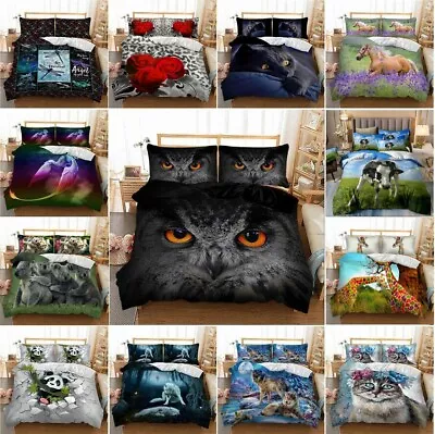 Animals Duvet Cover Set Bedding Set With Pillowcase Single Double King Size UK • £21.99