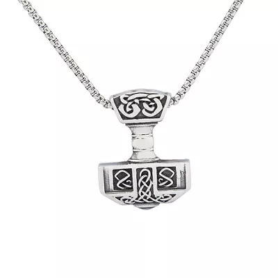 Large Viking Thor's Hammer Mjolnir Celtic Men's Stainless Steel Pendant Necklace • $8.99