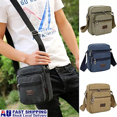 $20.80 • Buy Men's Crossbody Shoulder Messenger Bag Canvas Retro Man's Bags Satchel Travel AU