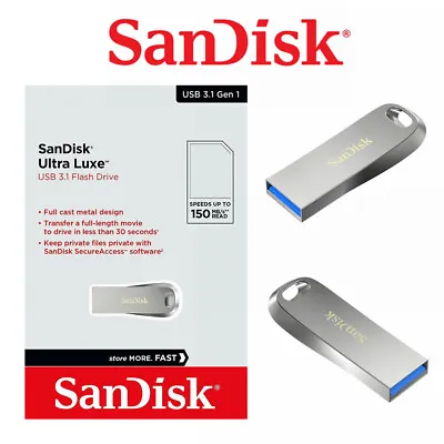 $14.95 • Buy USB 3.1 32G 64G 128G16G 256G SanDisk Ultra Luxe Flash Drive Memory Stick 150Mb/s