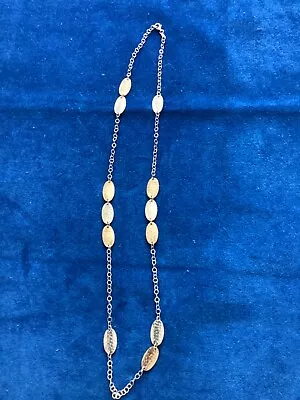 Sterling Silver Necklace With Silver And Gold Plated Hammered Oval Discs. 925 • £7