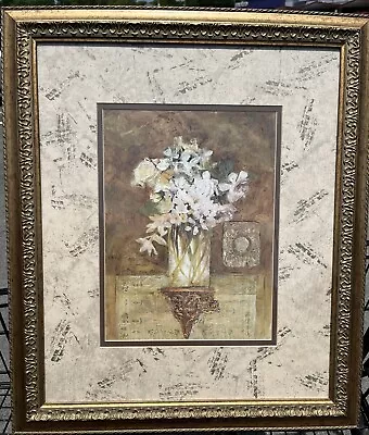 Vintage C Winterle Olson Painting Framed Art Flowers Home Decor 20X20X5 • $27.95