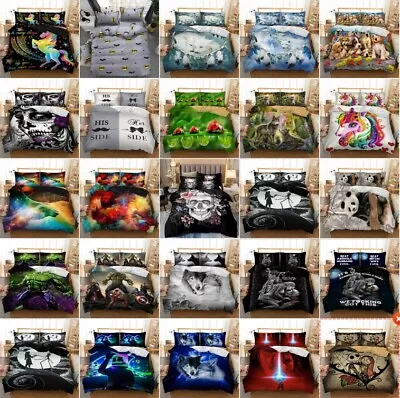 Printed Duvet Quilt Cover Bedding Set Quilt Cover Single Double King Pillowcases • £16.99