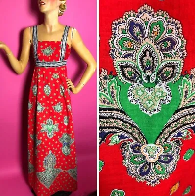 £45 • Buy 1970s Simon Ellis Cotton Maxi Dress Provencal Style Fabric