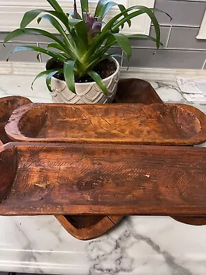 Hand Carved Wooden Dough Bowl Trencher Primtive Farmhouse Home Decor 19-20” • $18