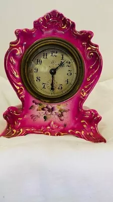 Antique William L Gilbert USA Porcelain Rose Clock  • $285