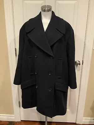 Michael Kors Collection Black 100% Wool Double Breasted Coat Size Large • $351