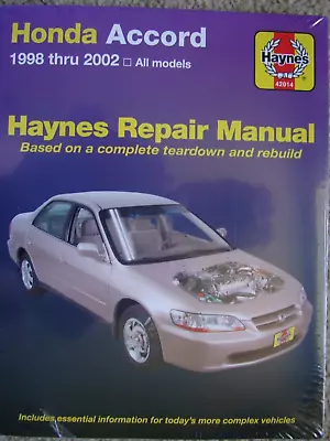 Honda Accord 1998 1999 2000 2001 2002 Haynes Repair Manual Paperback 799-3170 • $20