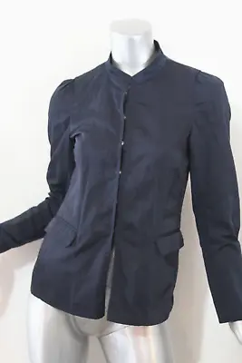 Womans Dries Van Noten Blue Linen Blend Snap Front Jacket Size 36 • $75