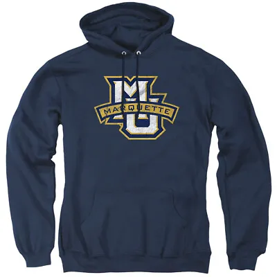 Marquette University Adult Pullover Hoodie Distressed Primary Navy S-3XL • $44.99