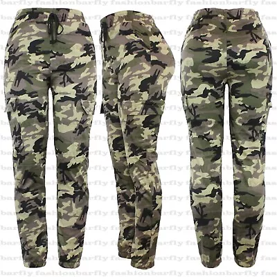 New Ladies Cargo Combat Stretch Casual Trousers Womens Slim Fit Sport Jogger • £9.99