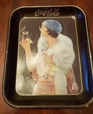 Vintage 1925 13” Coca Cola Coke Black Serving Tray - Flapper Lady • $14.99