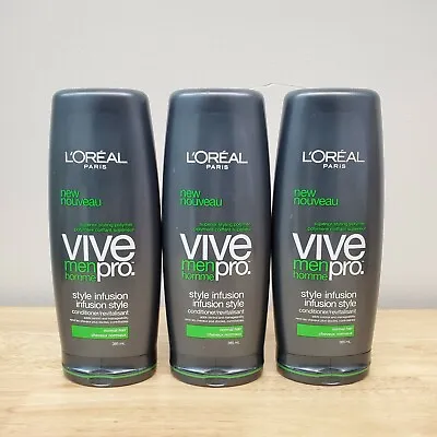 3 X L'Oreal Vive Pro For Men Style Infusing Conditioner Normal Hair 13oz/385ml • $49.99