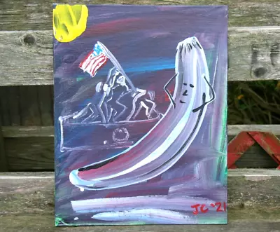 IWO JIMA MONUMENT BANANA MAN USA Jr CHARLIE FAST OUTSIDER POLITICAL FOLK POP ART • £52.31