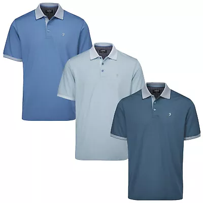 2024 Farah Mens Kervin Polo Shirt Short Sleeve Lightweight Performance Golf Top • £22.95