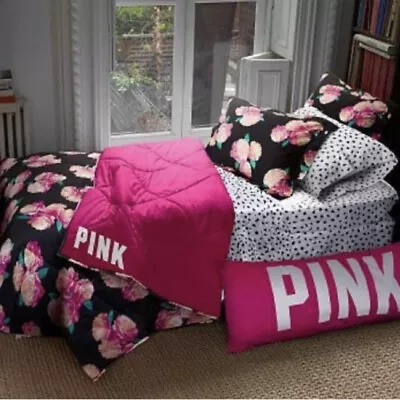 Victoria’s Secret PINK Sheet Set Full Size 100% Cotton Black & White EUC • $55.97