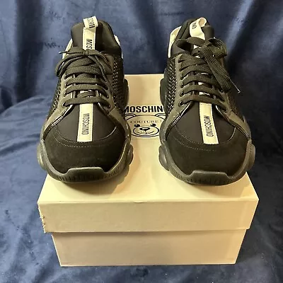 Moschino Sneakers Women's Teddy Black Shoes Trainers Sz 44 New Old Stock! In Box • $150