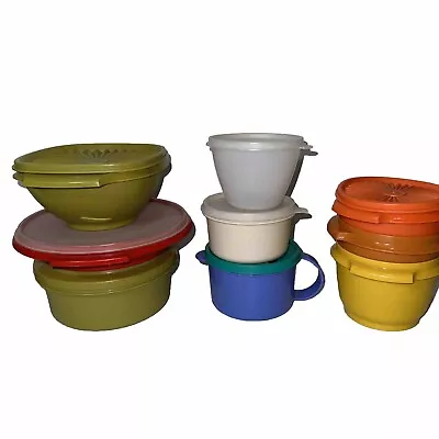 Vintage Tupperware Lot Of 9 Pieces.  60s-00s Multicolor Bowls Containers • $39.99