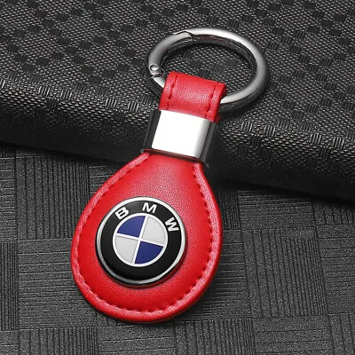 Vintage Red Genuine Leather Key Chain Key Ring Key Fob Car Accessorie For BMW • $14.99