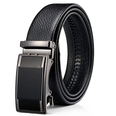 Mens Genuine Leather Ratchet Belts Adjustable Buckle Christmas Gift For Him • $23.99