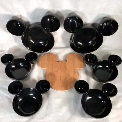 7 Pc ZAK! Designs DISNEY Mickey MOUSE HEAD Snack BOWL SET Lot BLACK Chip & Dip • $53.99